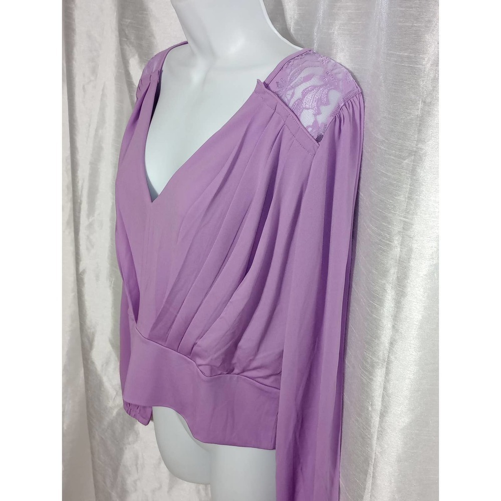 Sexy romantic VENUS Purple Top lavender Lace Floral BLOUSE - Picture 3 of 9
